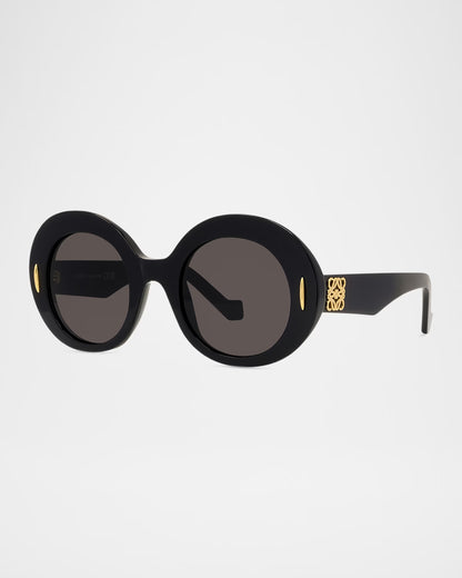 Round Acetate Anagram Sunglasses Black - Loewe
