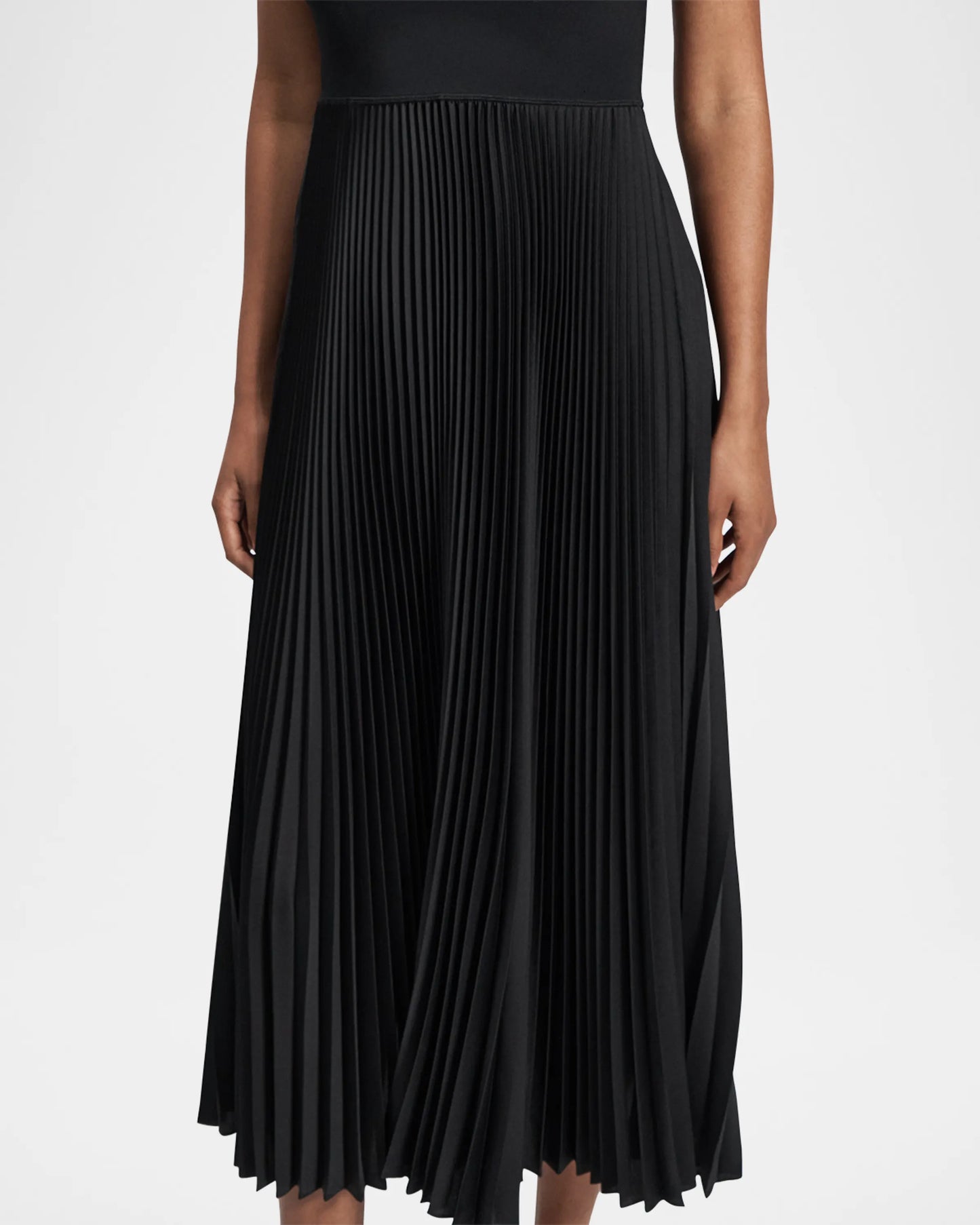 Pleated Satin Midi Dress Black - Theory Women