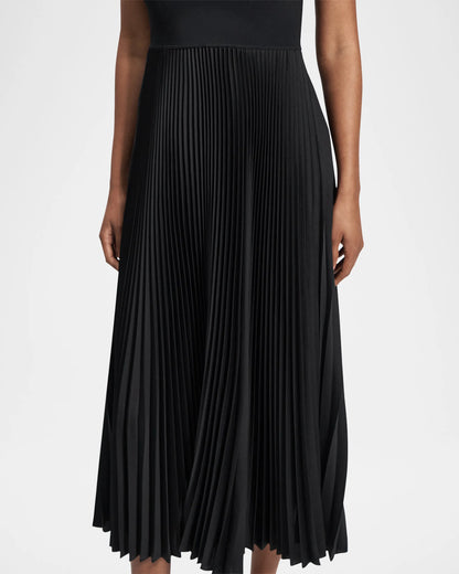 Pleated Satin Midi Dress Black - Theory Women