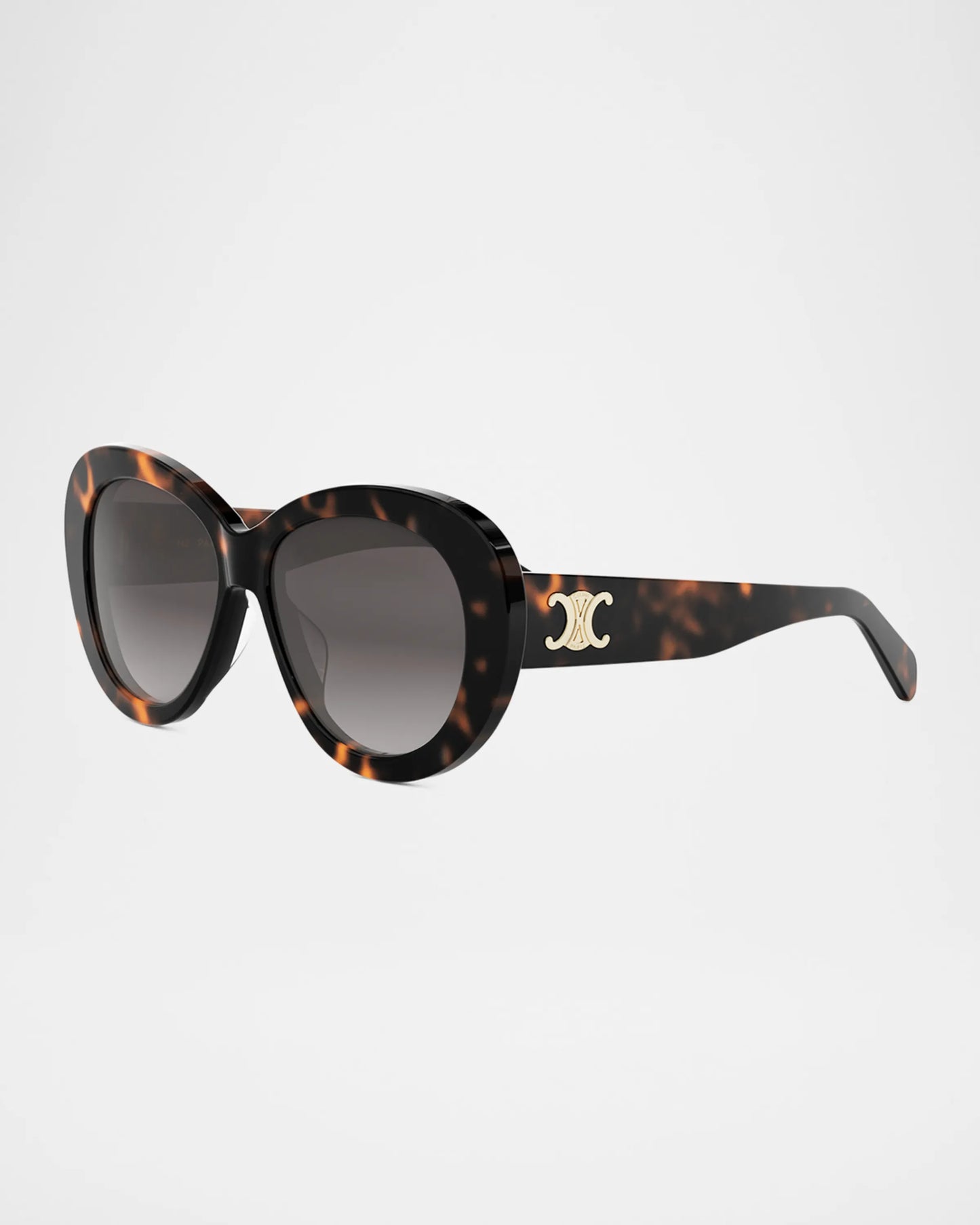 Triomphe Oval Acetate Sunglasses Dark Havana - CELINE