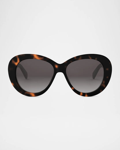 Triomphe Oval Acetate Sunglasses Dark Havana - CELINE