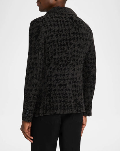 Kal Houndstooth Knit Blazer Charcoal - John Varvatos
