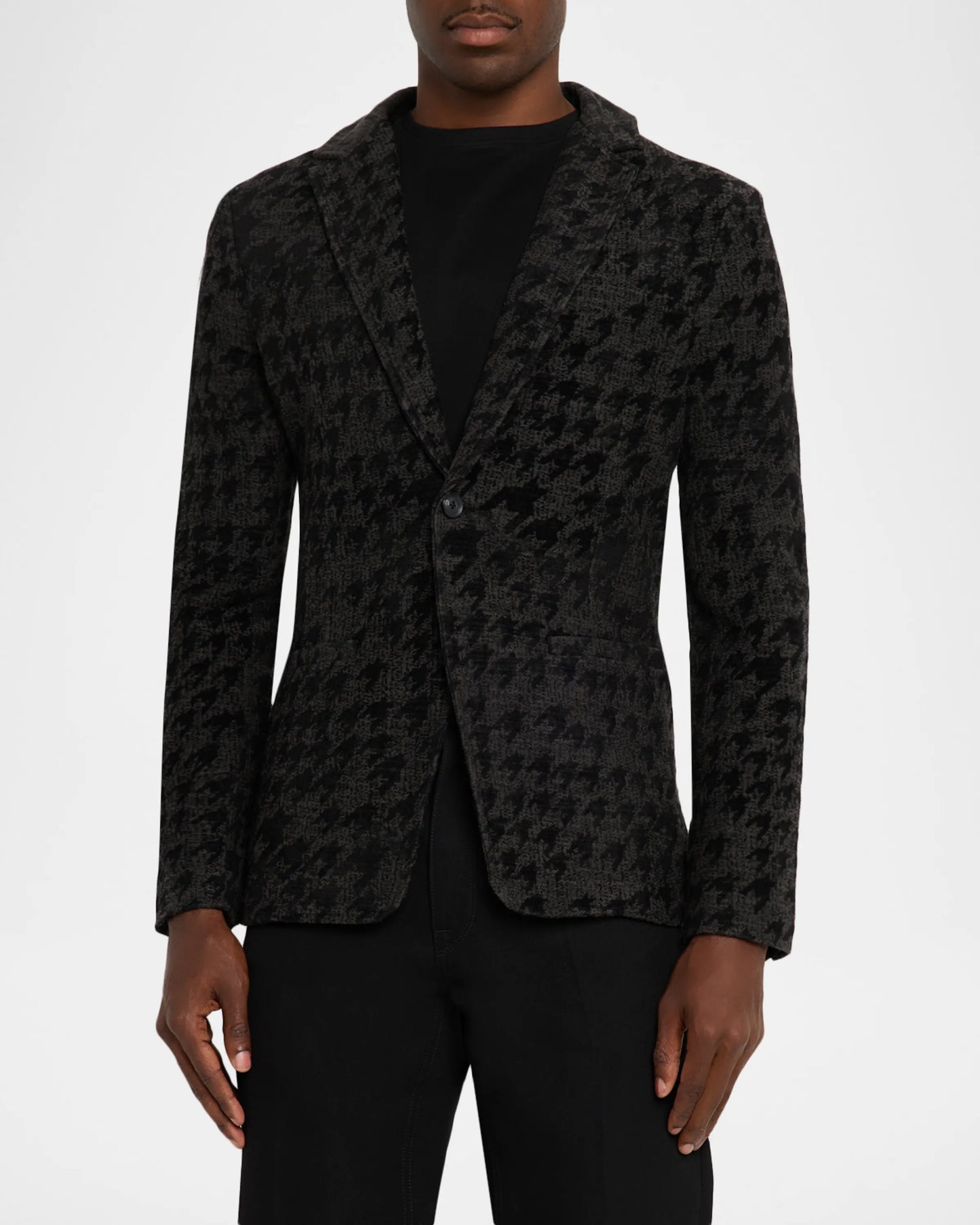Kal Houndstooth Knit Blazer Charcoal - John Varvatos
