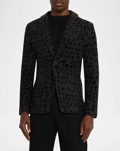 Kal Houndstooth Knit Blazer Charcoal - John Varvatos