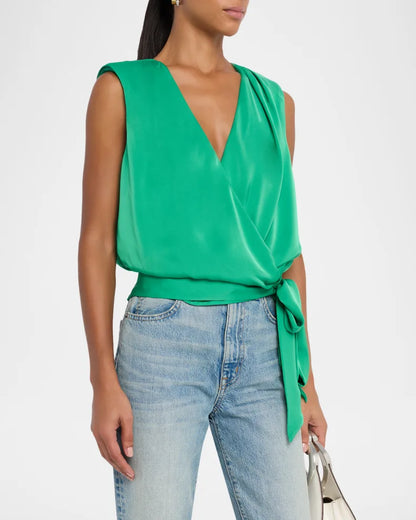 Salina V-Neck Top Bright Palm - Ramy Brook