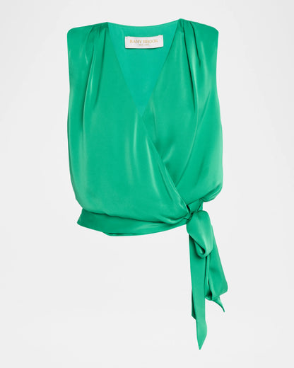 Salina V-Neck Top Bright Palm - Ramy Brook