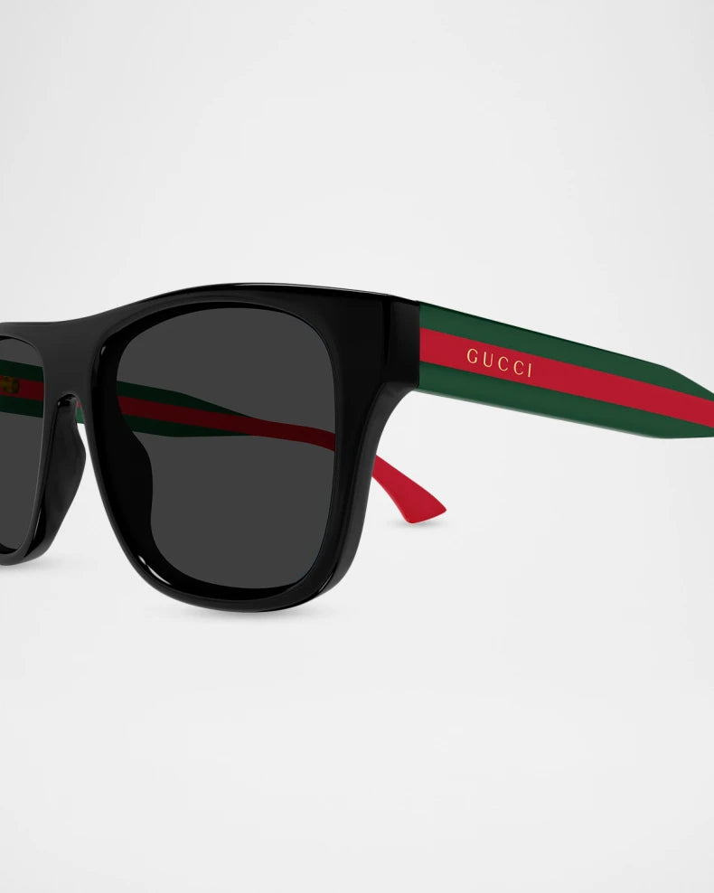 Mens Square Sunglasses Black/Green - Gucci