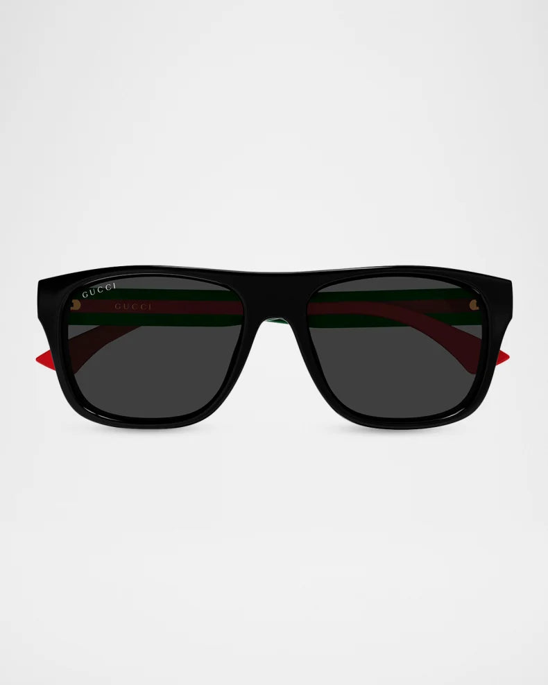 Mens Square Sunglasses Black/Green - Gucci