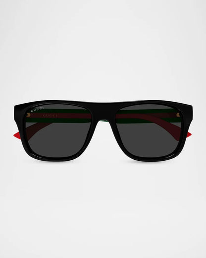 Mens Square Sunglasses Black/Green - Gucci