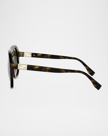 Oversized Aviator Sunglasses Havana - FENDI