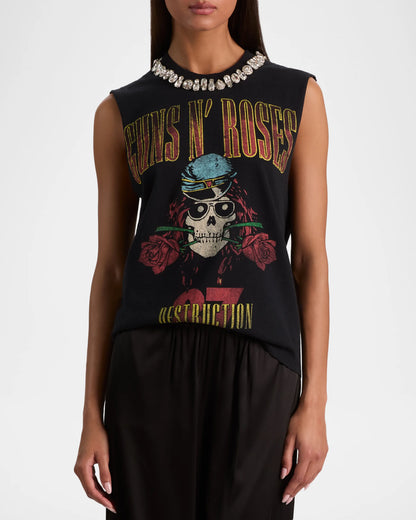 Micah Embellished Muscle Tee Guns N Roses - Alice + Olivia