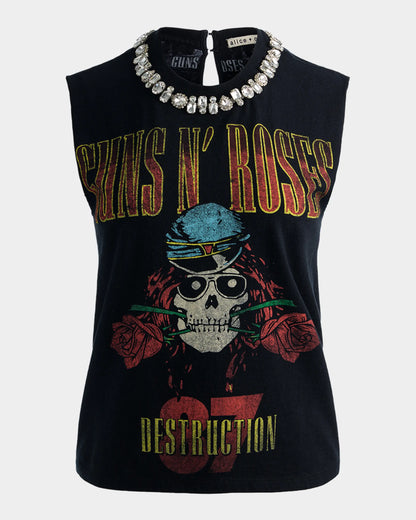 Micah Embellished Muscle Tee Guns N Roses - Alice + Olivia