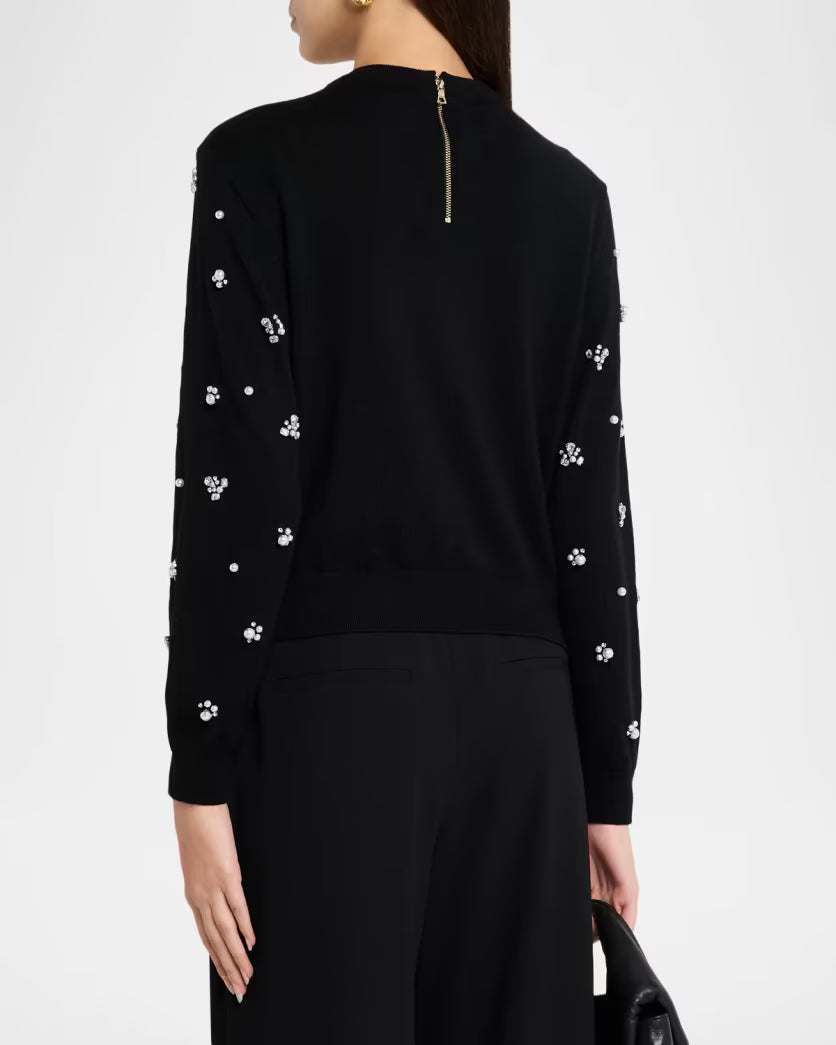 Carolee Embellished Sweater Black - Alice + Olivia