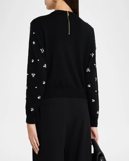 Carolee Embellished Sweater Black - Alice + Olivia