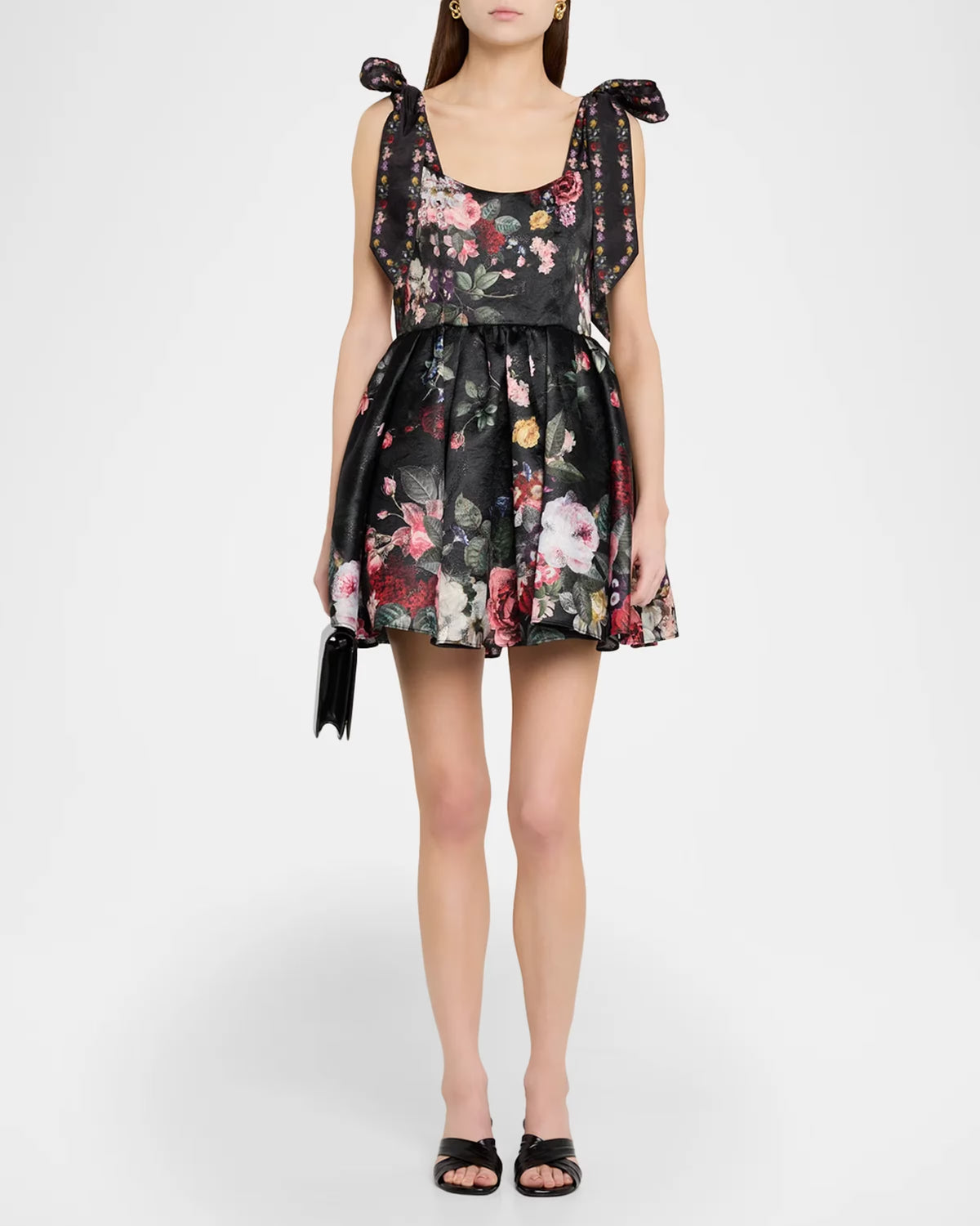 Blanca Flared Mini Dress Hollywood Dreams Black - Alice + Olivia