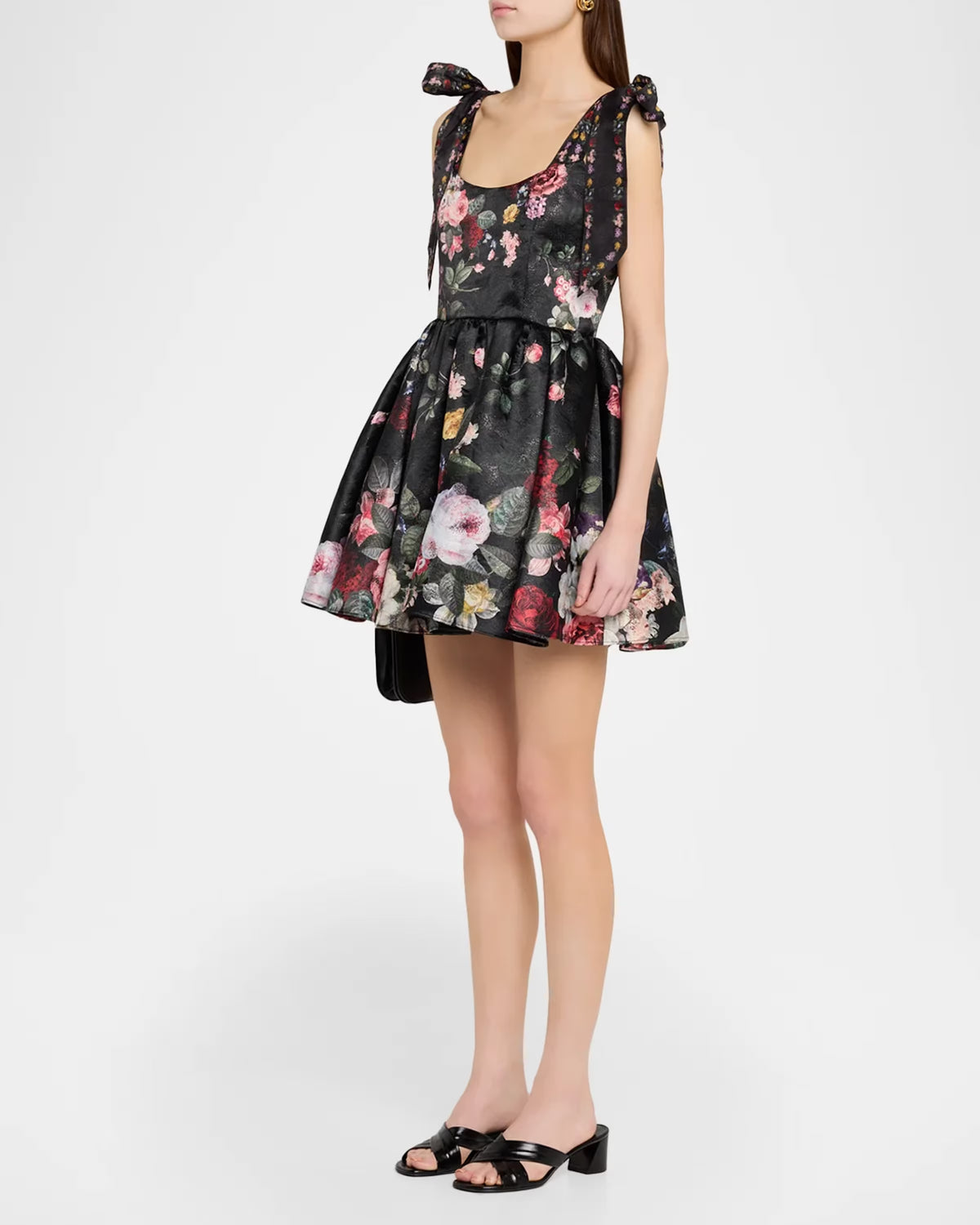 Blanca Flared Mini Dress Hollywood Dreams Black - Alice + Olivia