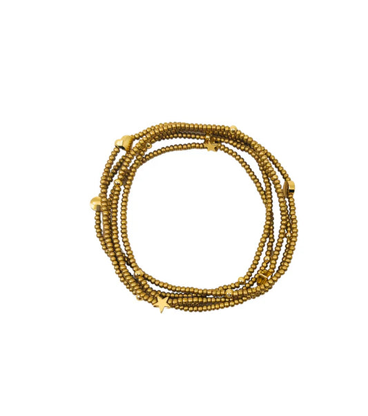 The Wonder Wrap Bracelet Brown Matte with Gold Multi - Love You More