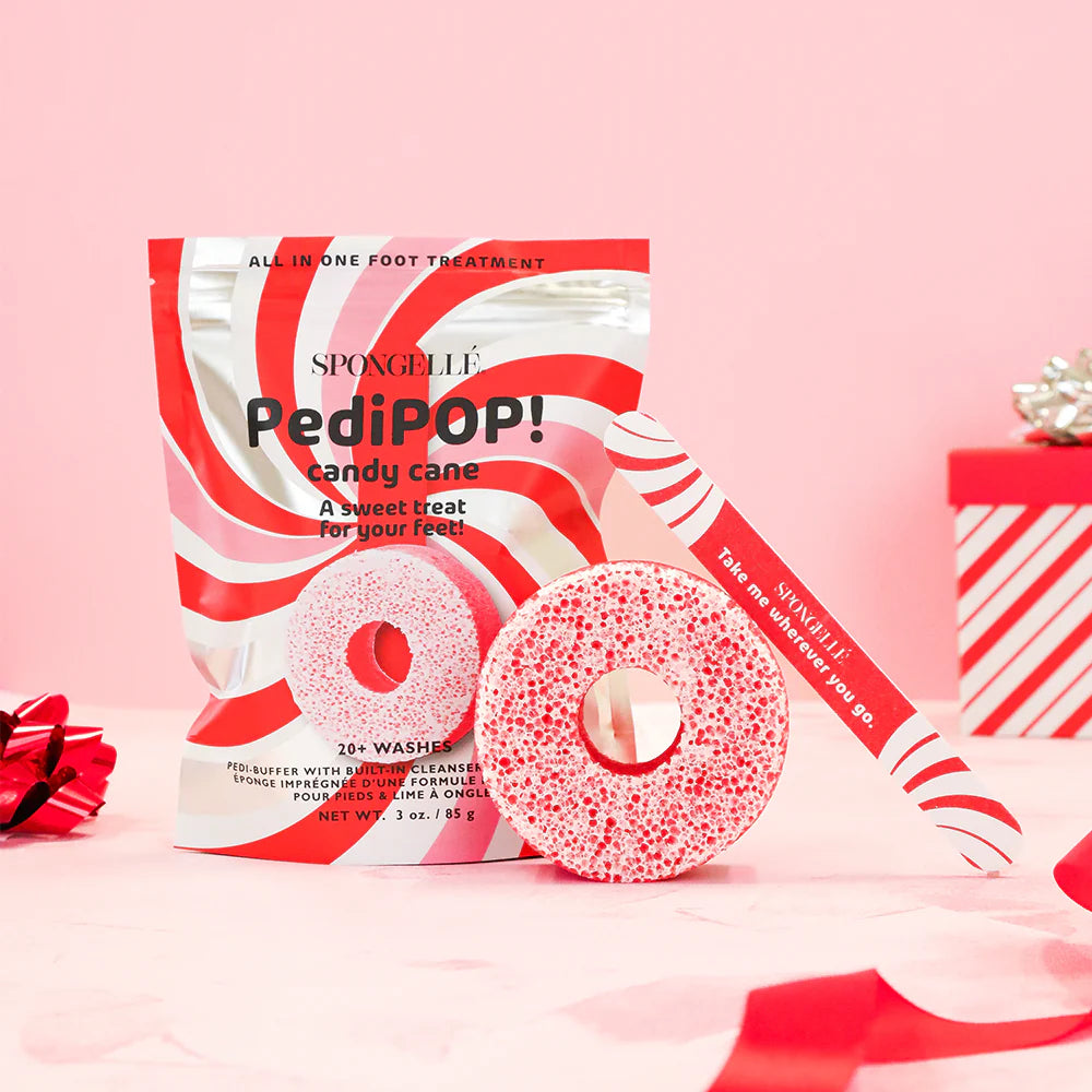 Candy Cane | Holiday PediPOP! Pedi Buffer & Nail File - Spongelle