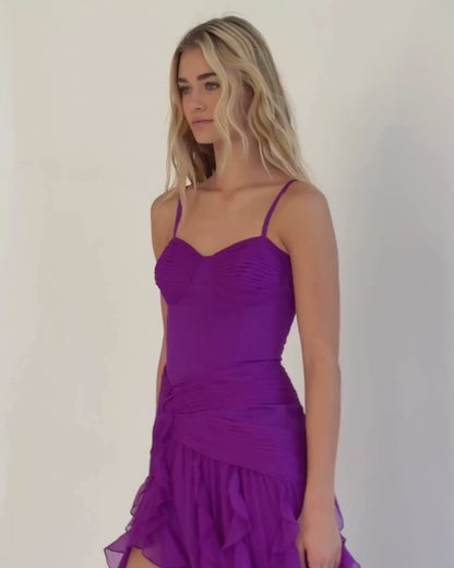 Bustier Ruffle Maxi Dress Purple - PatBO