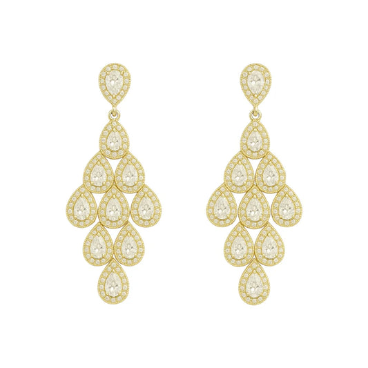 Princess Chandelier Gold Plated Earrings - Bara Boheme
