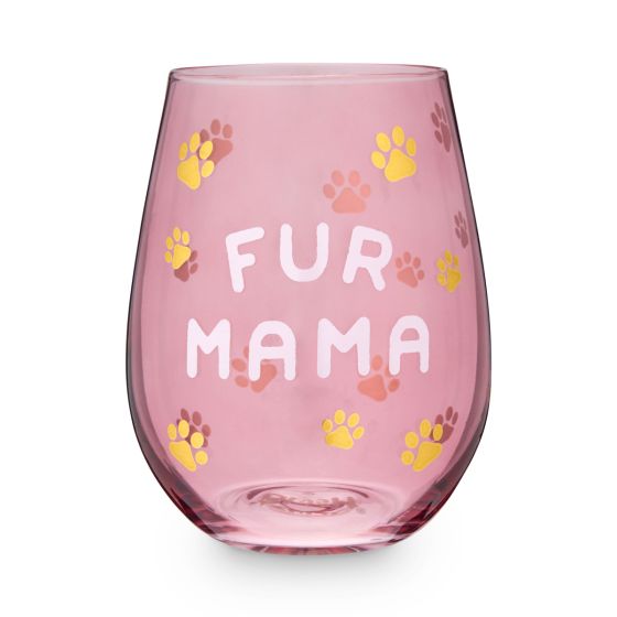 Fur Mama 20 oz Stemless Wine Glass - Blush