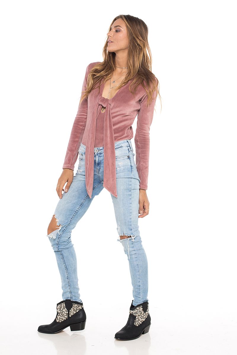 Velour Bodysuit Blush - Skemo