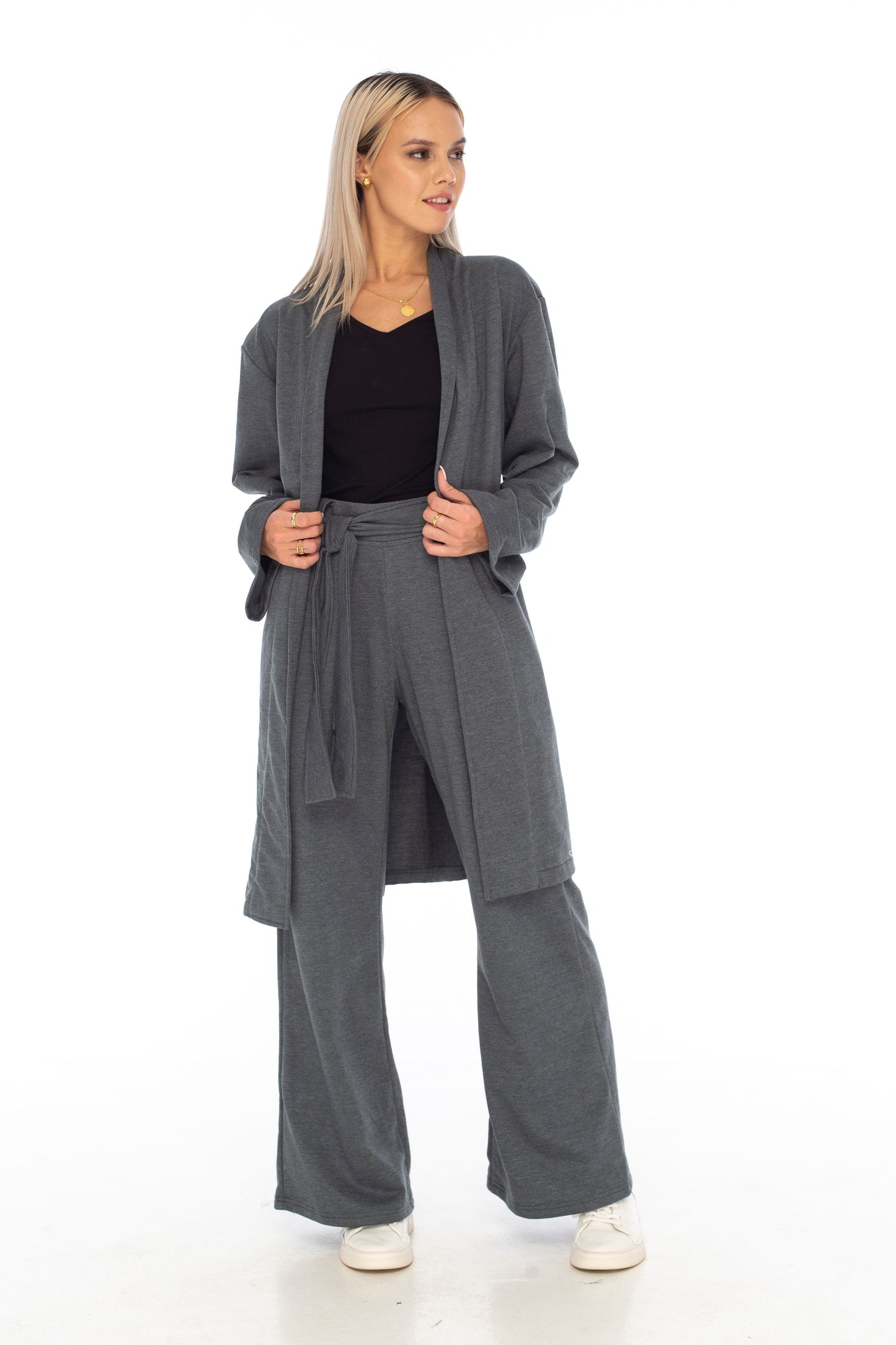 Loungewear Wide Leg Pants Charcoal - Skemo