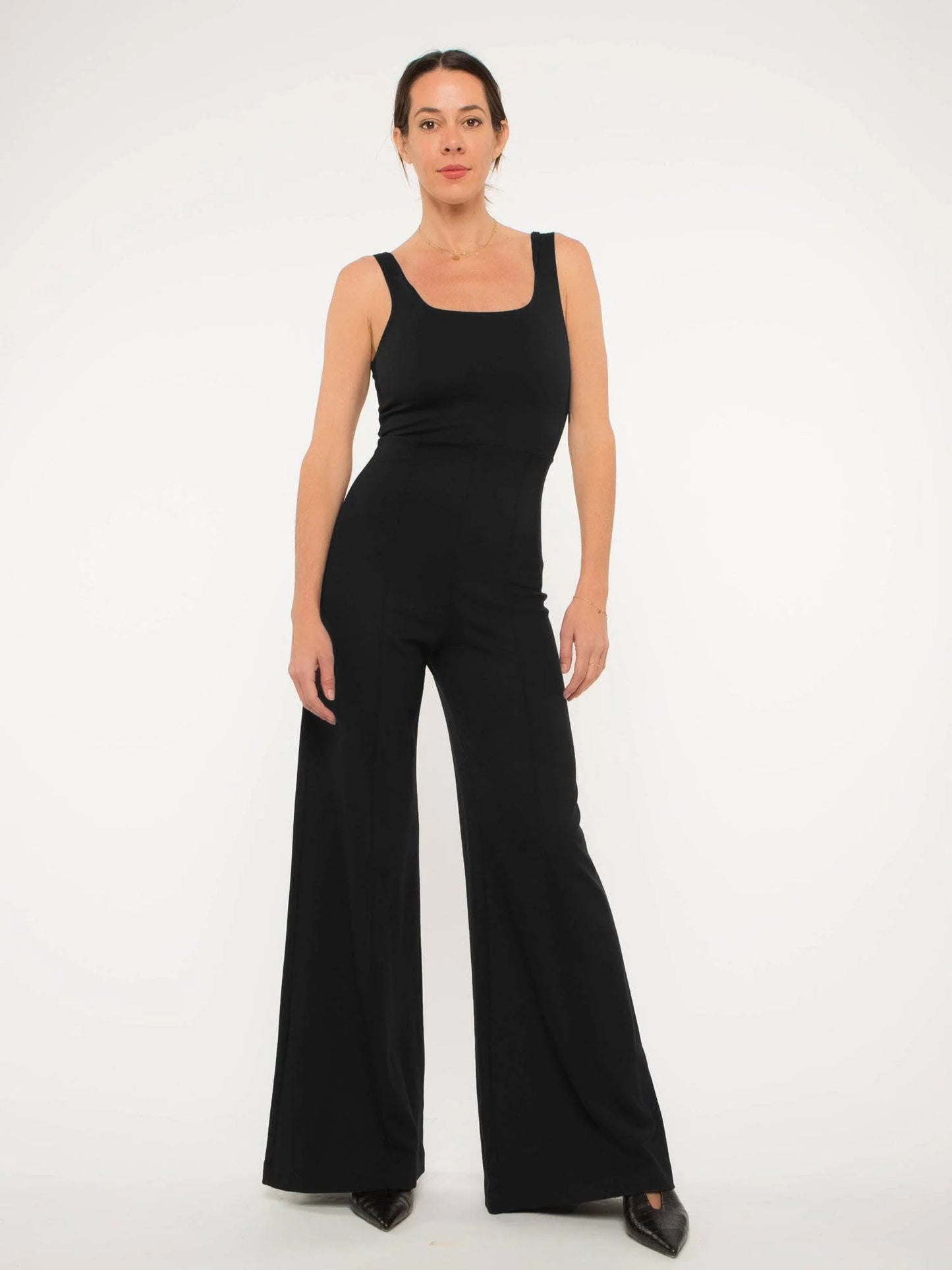 Ponte Knit Tank Wide Leg Jumpsuit Black - Ripley Rader