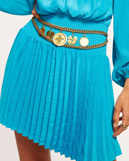 Jovie Pleated Mini Dress Calypso Blue - Ramy Brook