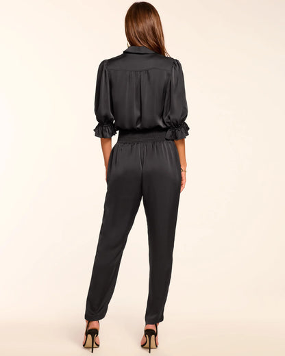Dina Short Sleeve Button Down Jumpsuit Black - Ramy Brook