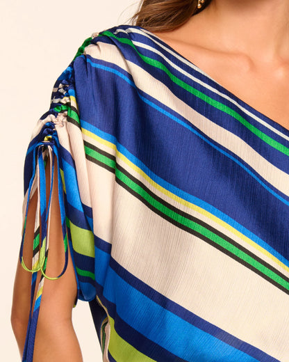 Delara One-Shoulder Top Ultramarine Stripe - Ramy Brook
