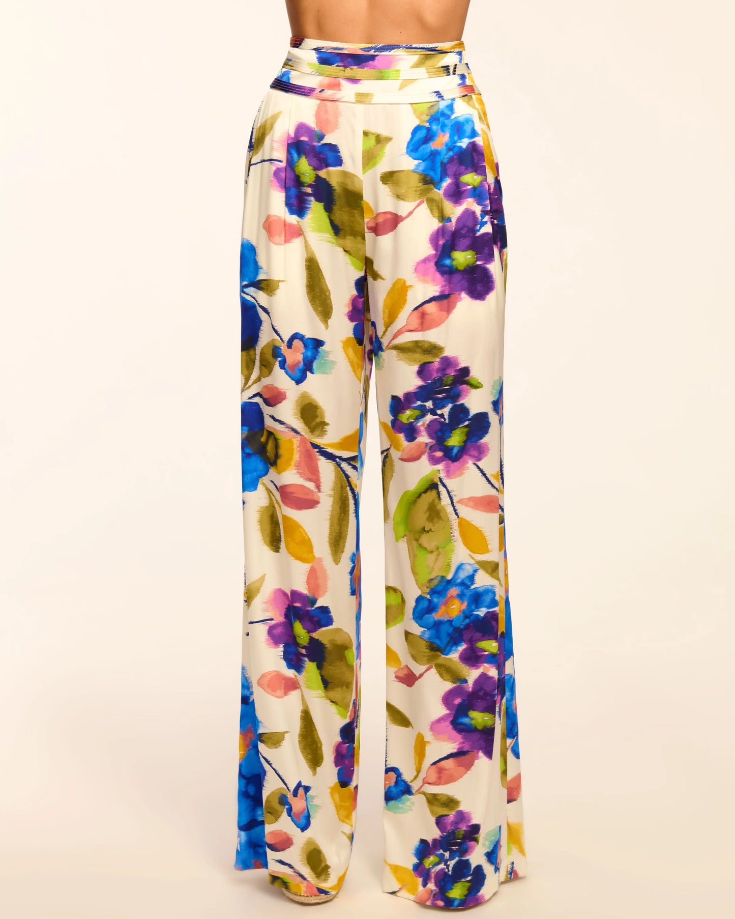 Joss Printed Silk Wide Leg Pant Ivory Floral - Ramy Brook