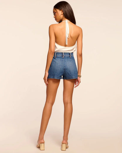 Hilary High Waisted Denim Mini Short Medium Wash - Ramy Brook