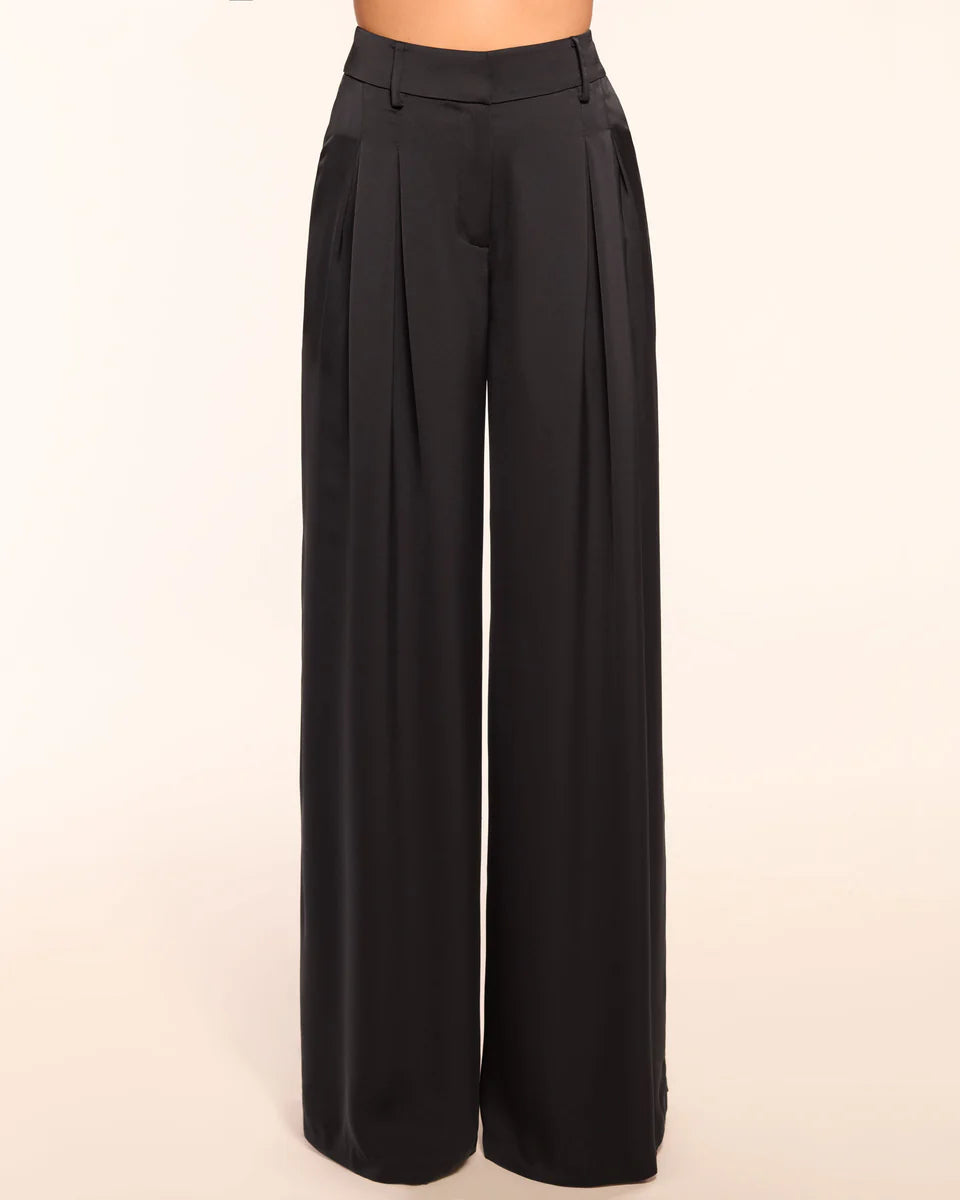 Oscar Pleated Wide Leg Pant Black - Ramy Brook