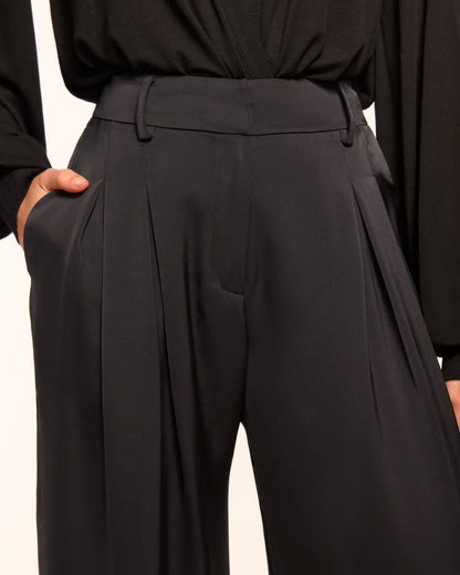 Oscar Pleated Wide Leg Pant Black - Ramy Brook