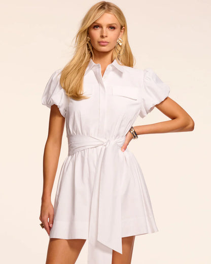 Nicky Cotton Poplin Short Sleeve Mini Dress White - Ramy Brook