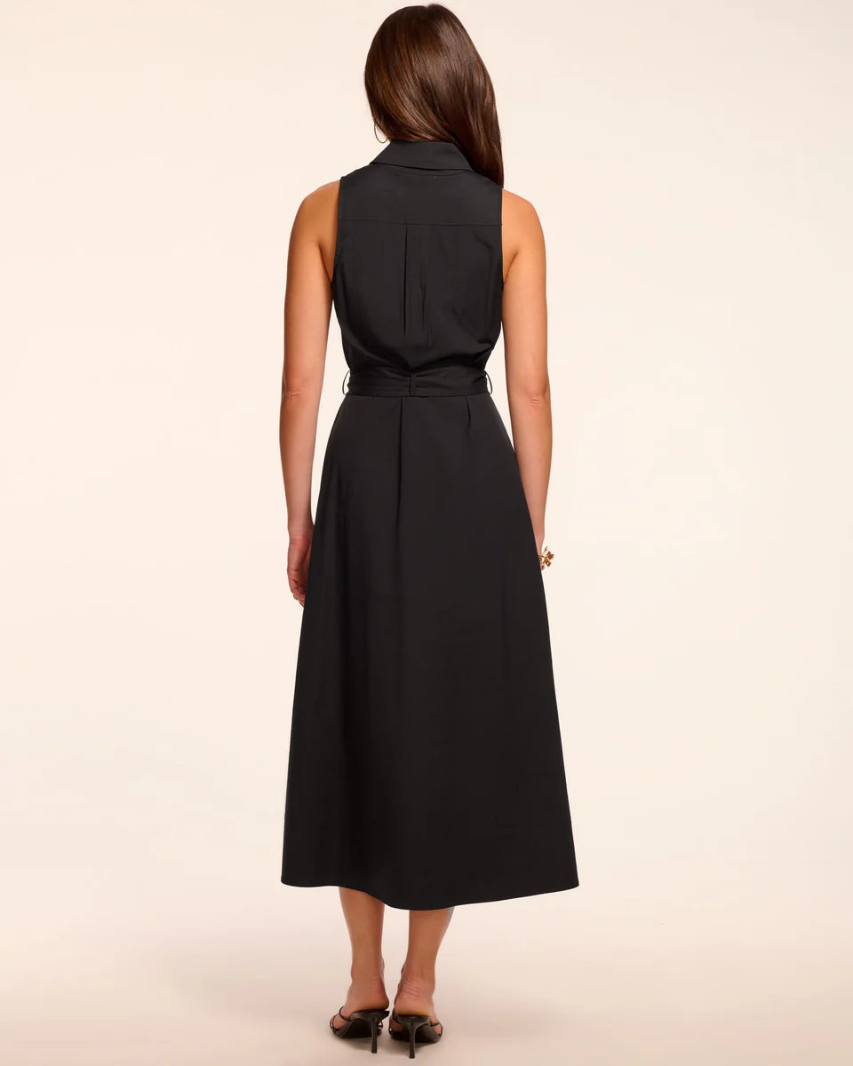 Darcey Cotton Poplin Sleeveless Midi Dress Black - Ramy Brook