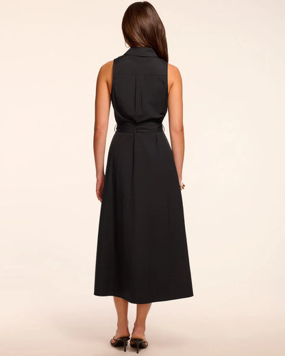 Darcey Cotton Poplin Sleeveless Midi Dress Black - Ramy Brook
