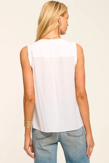 Adaline Embroidered Sleeveless Blouse Ivory - Ramy Brook