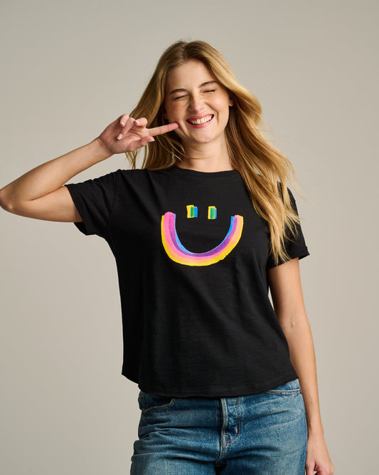 All Smiles Tee Black - Lisa Todd