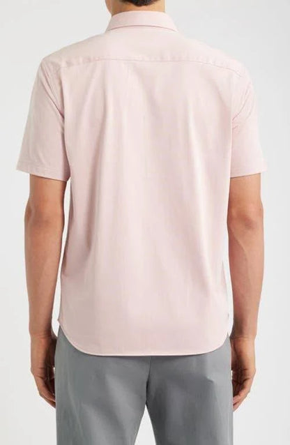 Irving Short Sleeve Shirt Structure Knit Chalk Pink - Theory Men