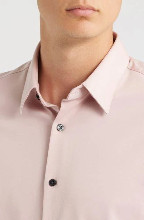 Irving Short Sleeve Shirt Structure Knit Chalk Pink - Theory Men