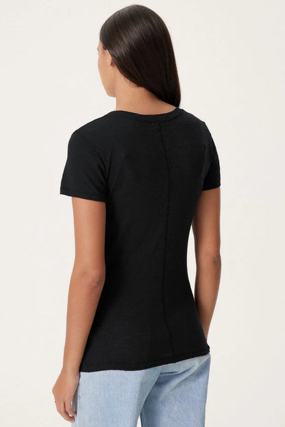 Signature Slub V Neck Tee Black - Goldie Lewinter