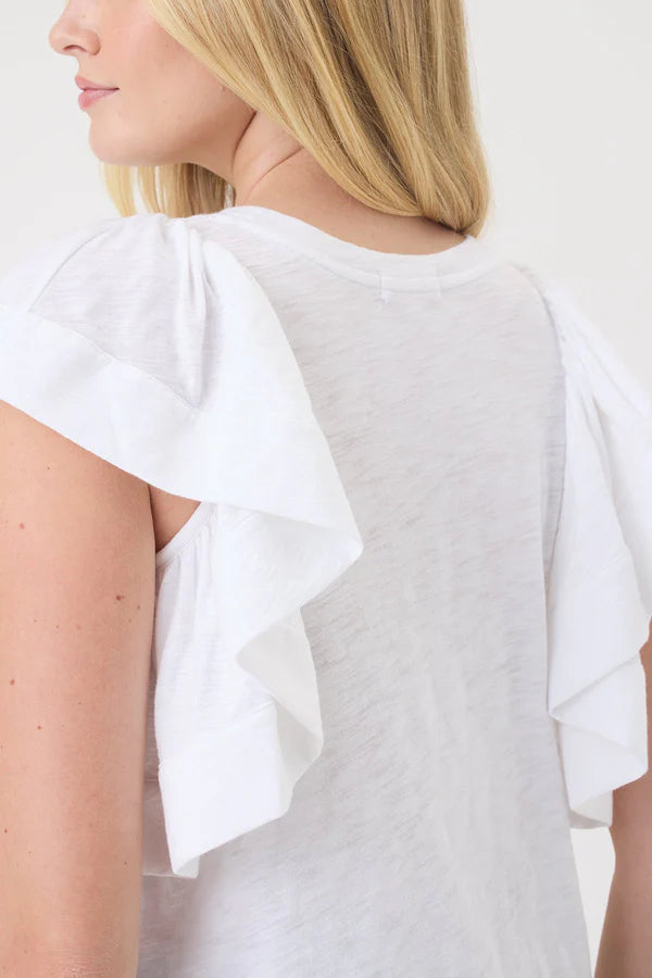 Signature Slub Waterfall Ruffle Shell White - Goldie Lewinter