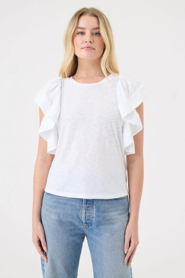 Signature Slub Waterfall Ruffle Shell White - Goldie Lewinter