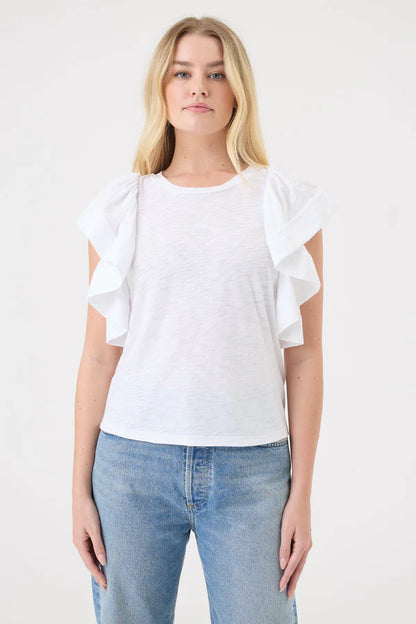 Signature Slub Waterfall Ruffle Shell White - Goldie Lewinter