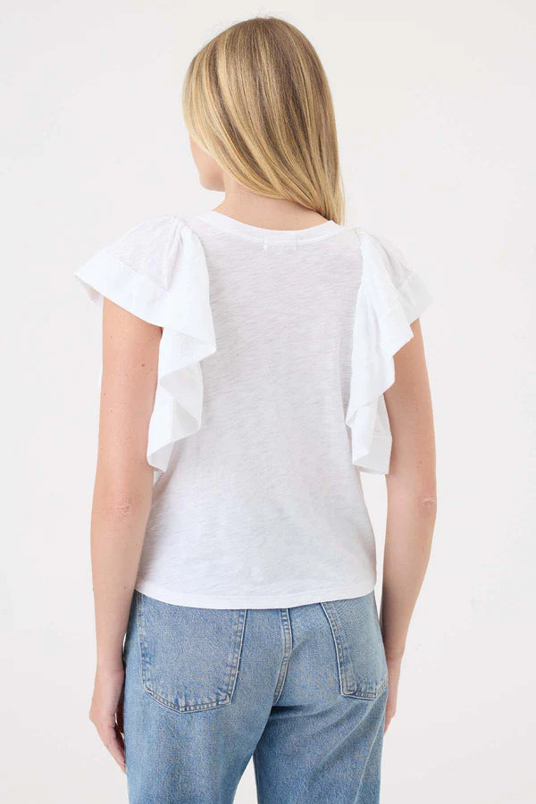 Signature Slub Waterfall Ruffle Shell White - Goldie Lewinter