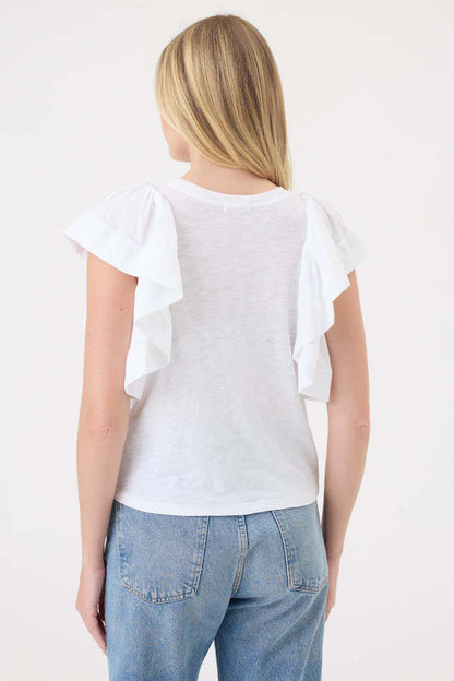 Signature Slub Waterfall Ruffle Shell White - Goldie Lewinter