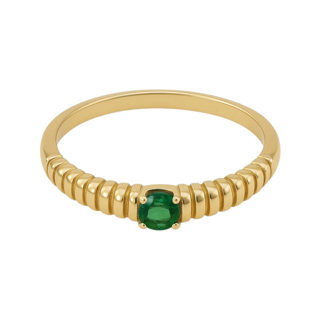 Summer Gold Plated Emerald Ring - Bara Boheme