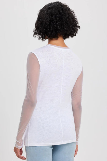 Tulle Long Sleeve Tee White - Goldie Lewinter